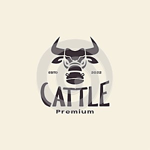 Head cow cattle farmer livestock retro logo design vector graphic symbol icon illustration creative idea