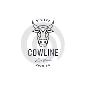head cow fat meat livestock cattle milk grill roasted line minimal hipster logo design vector icon illustration