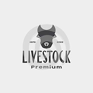 Head cow livestock cattle hipster logo design vector graphic symbol icon illustration creative idea