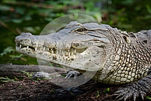 Head of a crocodile, close up reptile portrait