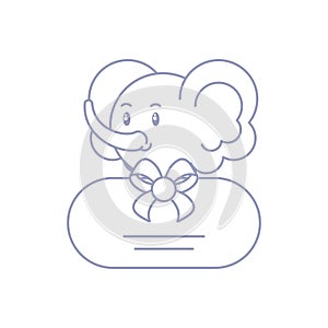 head of cute elephant baby with bow ribbon