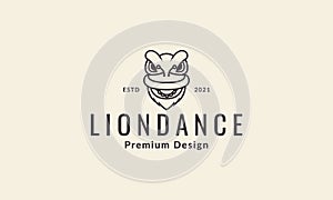 Head cute lines lion dance logo vector symbol icon design illustration