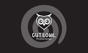 Head cute owl lines bird logo symbol vector icon illustration graphic design