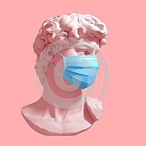 Head Of David In Medical Mask. Concept Of Coronavirus Quarantine