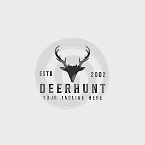 head of deer logo vintage vector illustration template icon graphic design