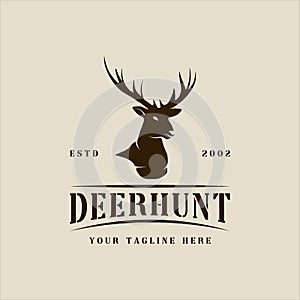 head of deer logo vintage vector illustration template icon graphic design. antler in wildlife sign or symbol for hunting club or