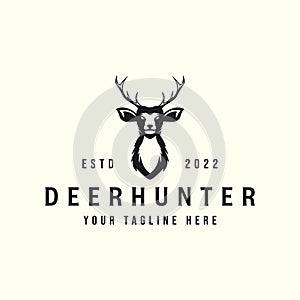 head deer vintage style logo vector illustration template design, hunting icon logo concept