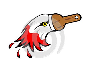 Head eagle brush logo design vector