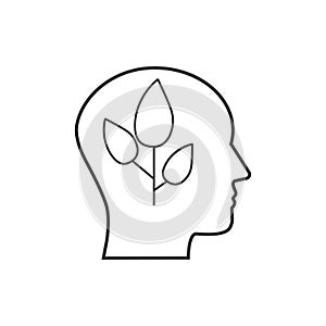 Head, eco thinking icon. Vector illustration, flat design