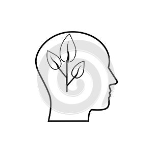 Head, eco thinking icon. Vector illustration, flat design