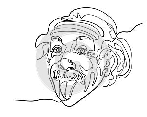 Head of Einstein like person, tongue sticking out