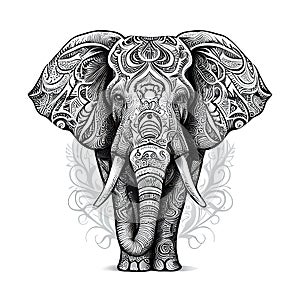 Head of elefant, black and white design, AI Generative