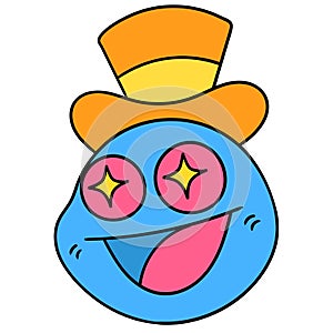 Head emoticon with an expression of laughing heartily, doodle icon image