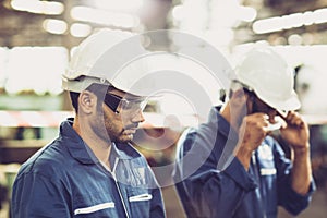 Head of engineer, worker leader portrait self confidence and professional look wearing safety glasses and white helmet