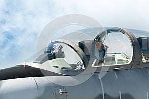 Head F-16 fighter jet plane of Royal air force