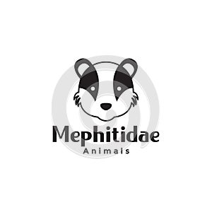 Head face animal mephitidae logo symbol icon vector graphic design illustration idea creative