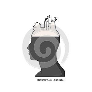 Head with factory for brain