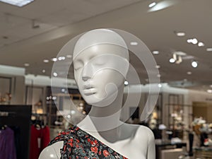 Head of female mannequin being displayed in department fashion s