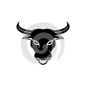 The head of a ferocious bull on white background