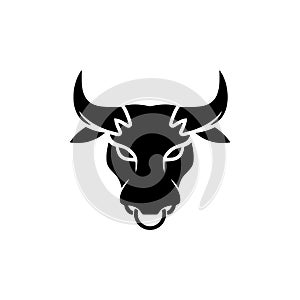 The head of a ferocious bull on white background