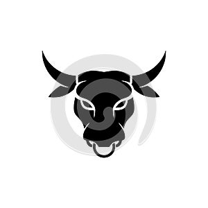 The head of a ferocious bull on white background