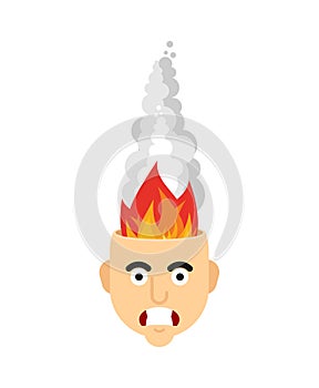 Head is on fire with anger. Hate concept