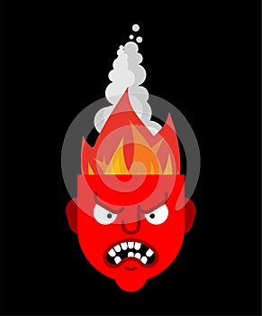 Head is on fire with anger. Hate concept