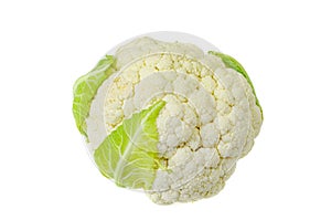 Head of fresh cauliflower isolated on white background. Studio Photo