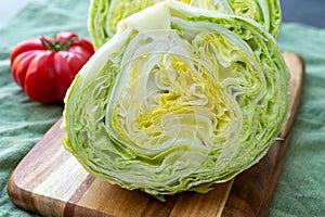 Head of fresh green Iceberg or Crisphead lettuce