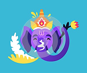Head of Ganesha - modern colored vector illustration