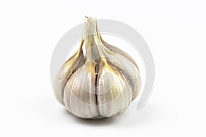 Head of garlic by close up  isolated on a white background