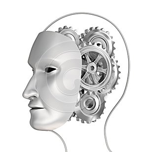 Head with gears in brain