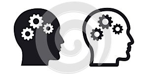 Head with gears brainstorming icon