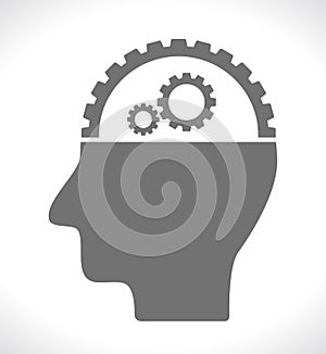 Head with gears icon