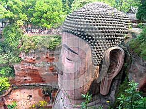 Head of Giant Sitting Buddha in Leshan, Sichuan province, China