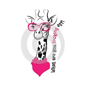 Head giraffe sketch vector glasses scarf