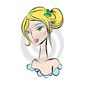 Head glamorous girl cartoon