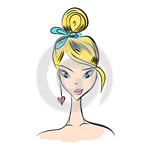 Head glamorous girl cartoon