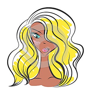 Head glamorous girl cartoon