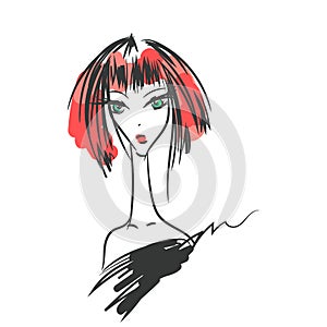 Head glamorous girl cartoon sketch