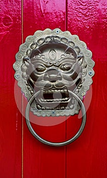 Head gold lion knock ,Chinese style.