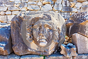 Part of stone carved decoration at the Apollo Temple in Dydim. photo