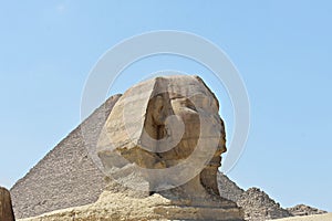 The head of the Great Sphinx of Giza, Cairo, Egypt.