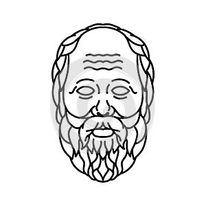 Head of Greek Philosopher Socrates from Athens Mono Line Illustration