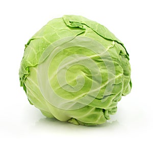 Head of green cabbage vegetable isolated