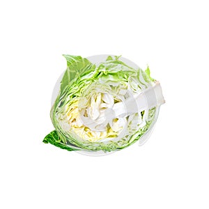 Head of green cabbage vegetable isolated on white background