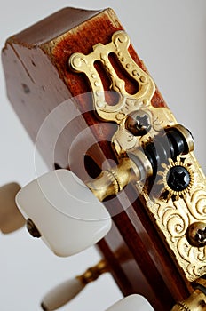 Head guitar neck with tuning pegs