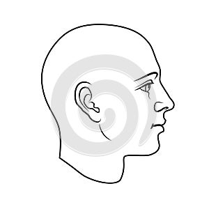 Human head in side view, outline variant photo