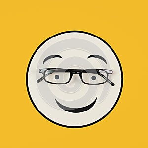 Head with a happy face and eyeglasses, mental health concept, positive mindset, support and evaluation symbol