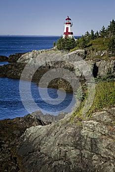 Head Harbor Lighthouse Tower Along Rocky Coast